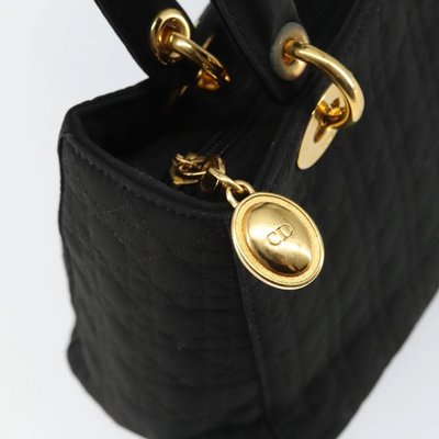 $5100 Christian Dior Nylon Cannage Medium Lady Dior Black Gold
