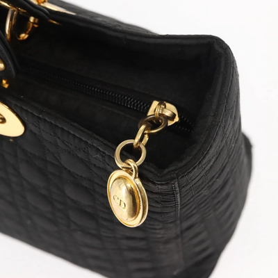 $4900 Christian Dior Nylon Cannage Large Lady Dior Black
