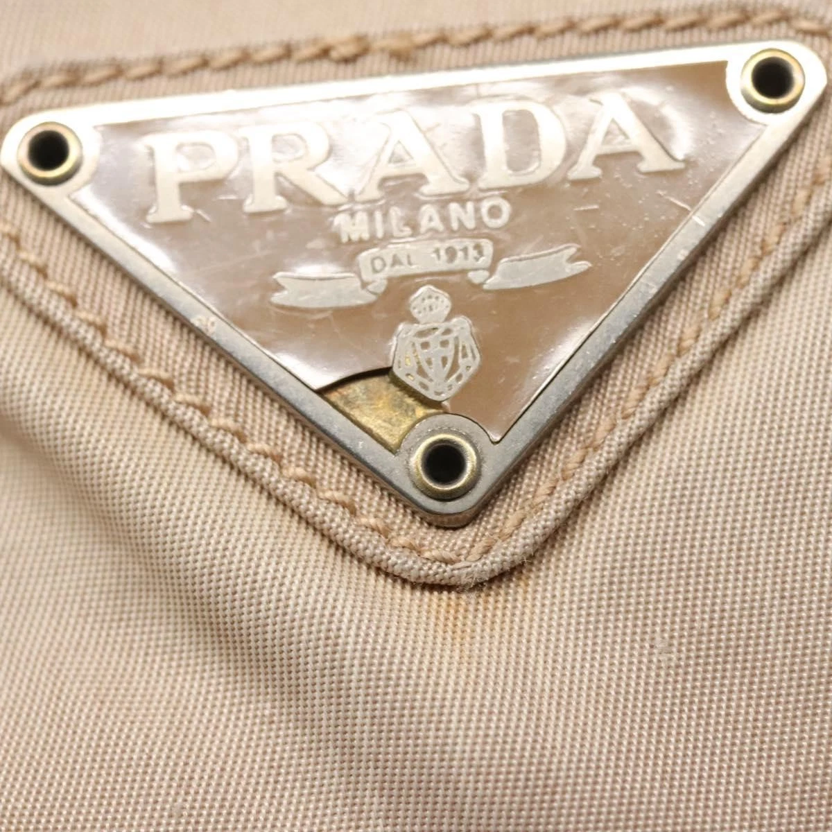 $1250 PRADA Tessuto Nylon City Tote Beige