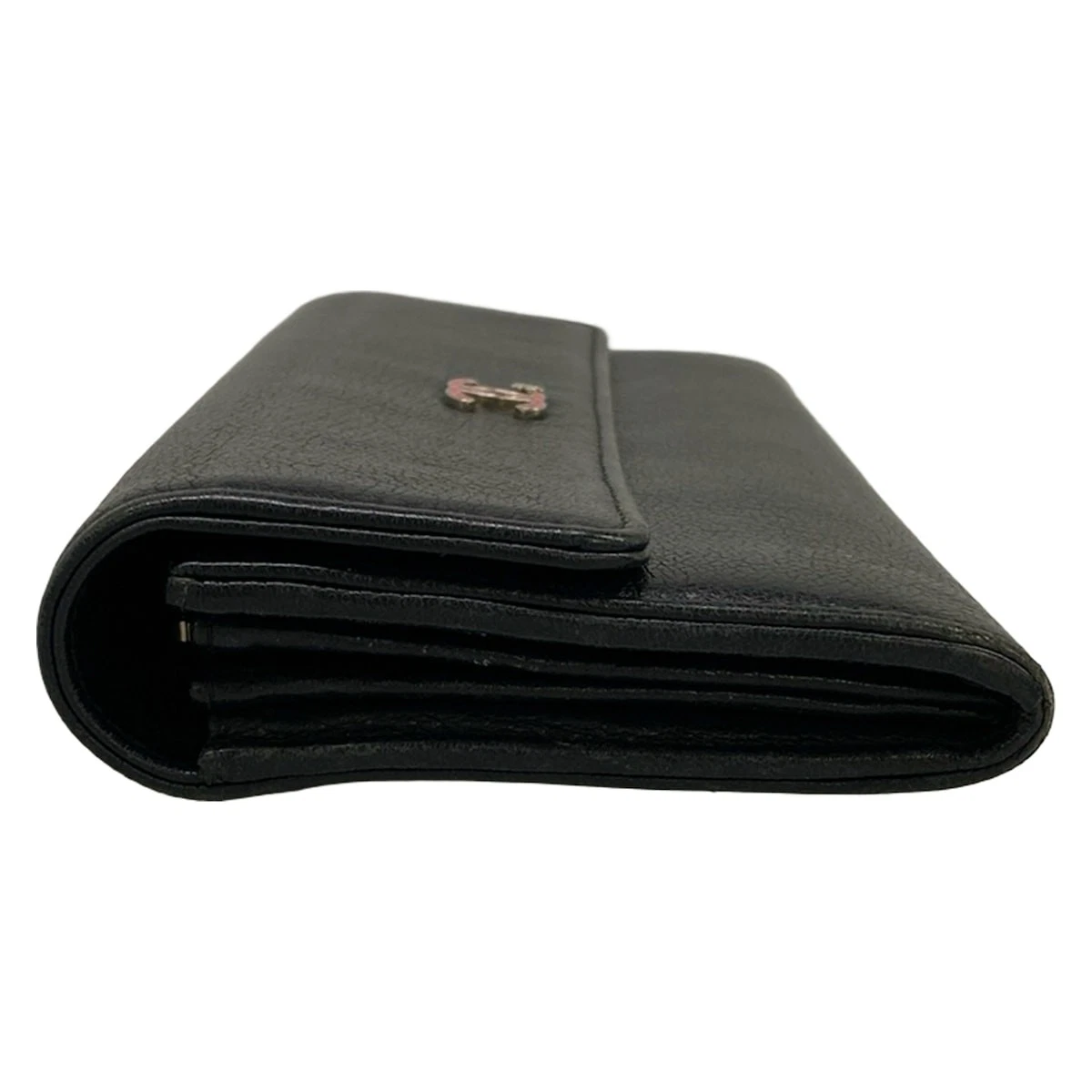 CHANEL Black Leather Long Wallet