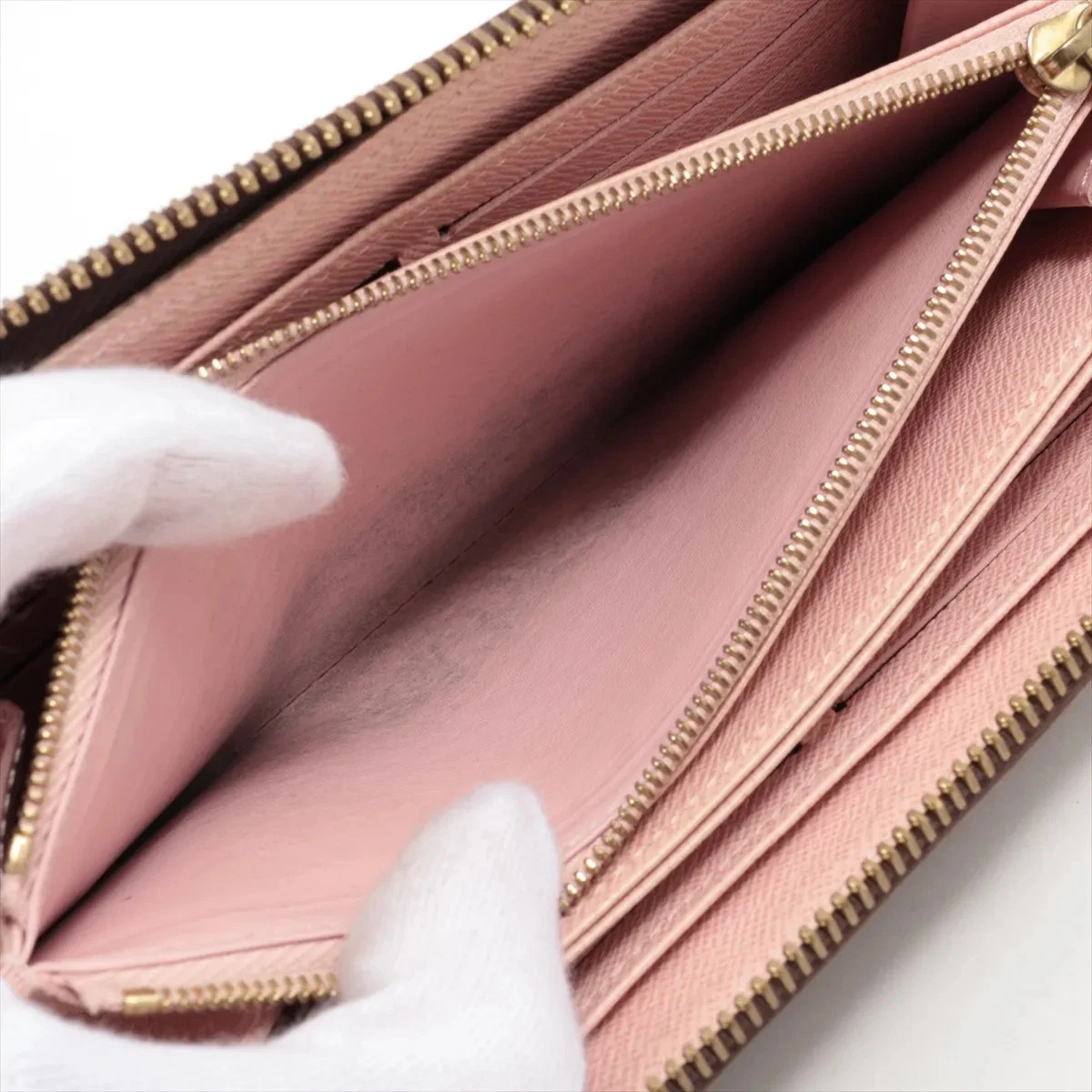 $915 RFID Louis Vuitton Monogram Zippy Wallet Rose Ballerine