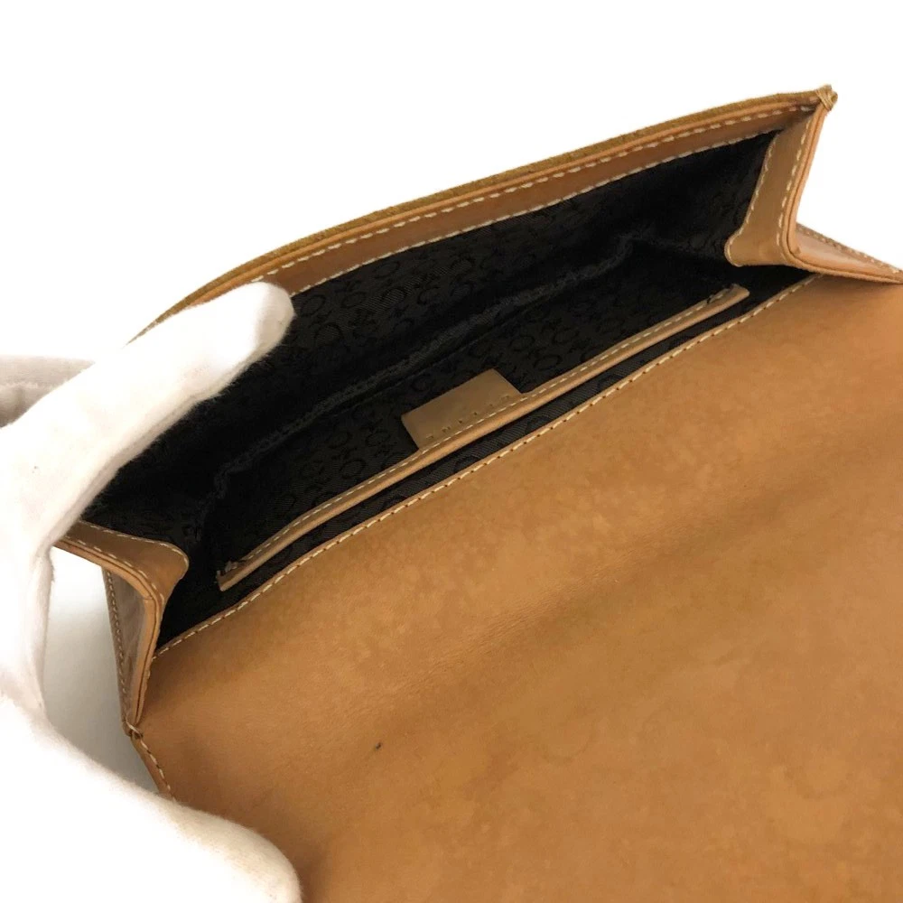 $850 CELINE Macadam C Suede Leather Shoulder Bag Brown