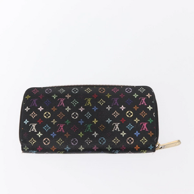 $940 Louis Vuitton Monogram Multicolor Zippy Wallet Black Purple
