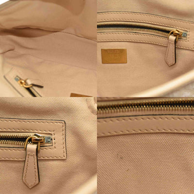 Fendi  Canvas Vitello King Bi-Color Strap FF Embroidered Baguette Poudre