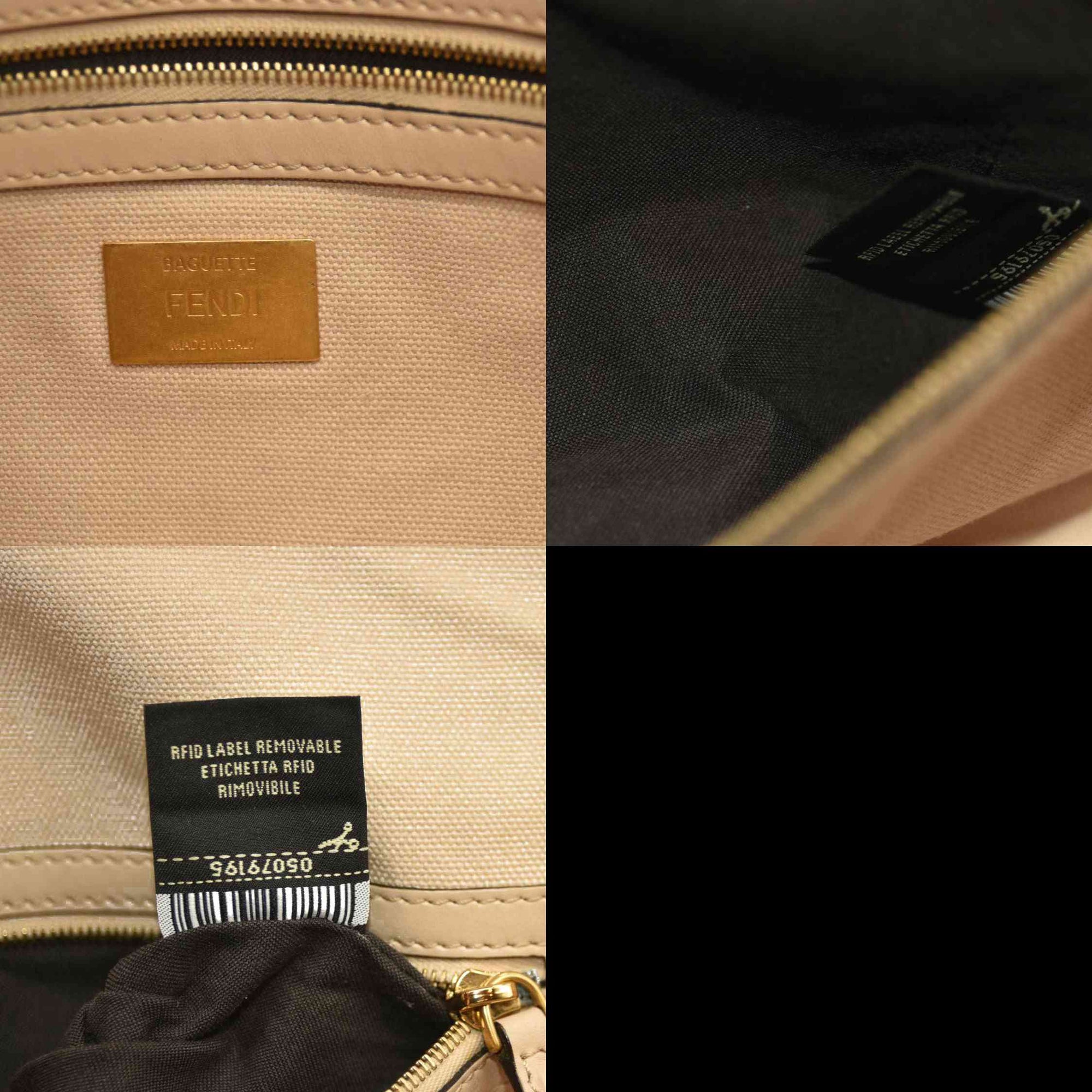 Fendi  Canvas Vitello King Bi-Color Strap FF Embroidered Baguette Poudre