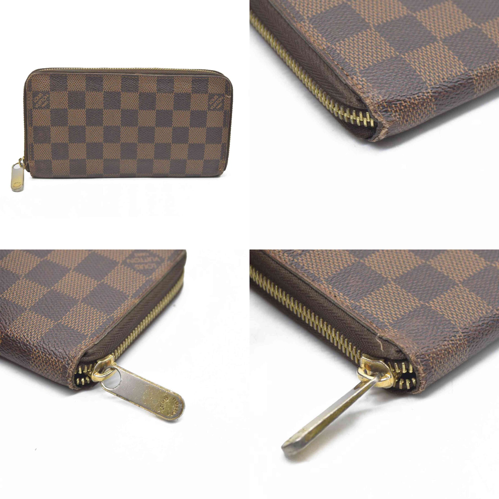 $865 Louis Vuitton  Damier Ebene Zippy Wallet CA3163
