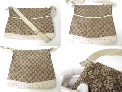 $980 2011 Gucci GG Canvas Leather Shoulder Messenger Bag 145857-200047