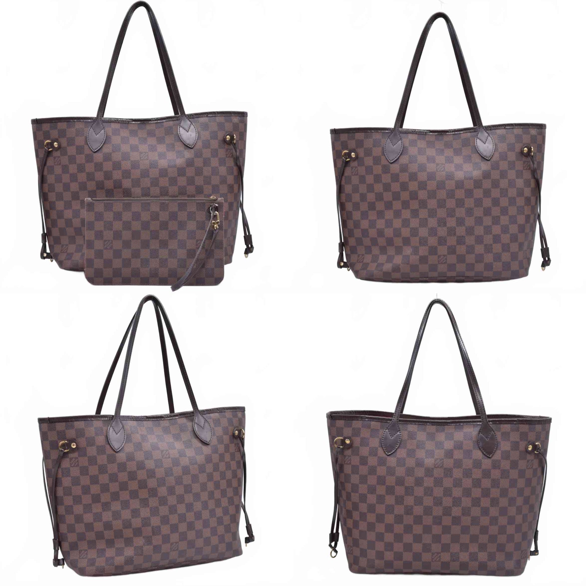 $2240 2018 Louis Vuitton Damier Ebene Neverfull MM with Pouch AR4188 10020399