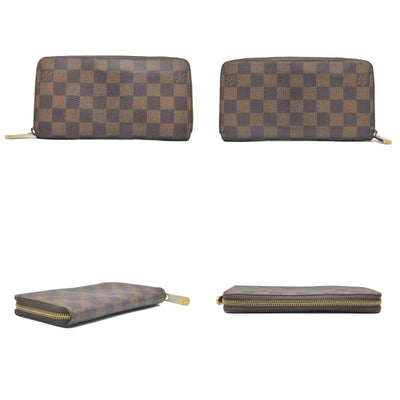 $915 2012 Louis Vuitton Damier Zippy Zip Around Long Wallet Purse Brown* CA1162