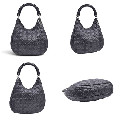 $2400 CHRISTIAN DIOR Black Cannage Quilted Leather Hobo CONSIGNMENT 10021440
