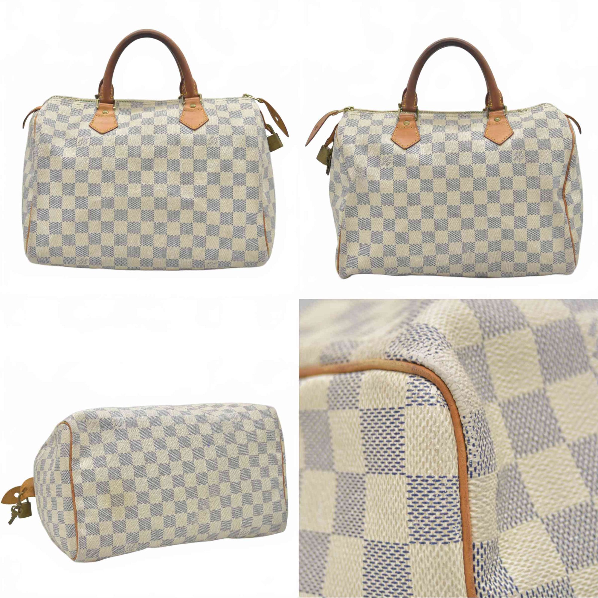 $1550 2010 Louis Vuitton Speedy 30 Damier Azur DU1170