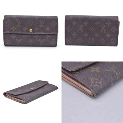 $720 LOUIS VUITTON Monogram Portefeuille International Wallet Brown CONSIGNMENT 10021580