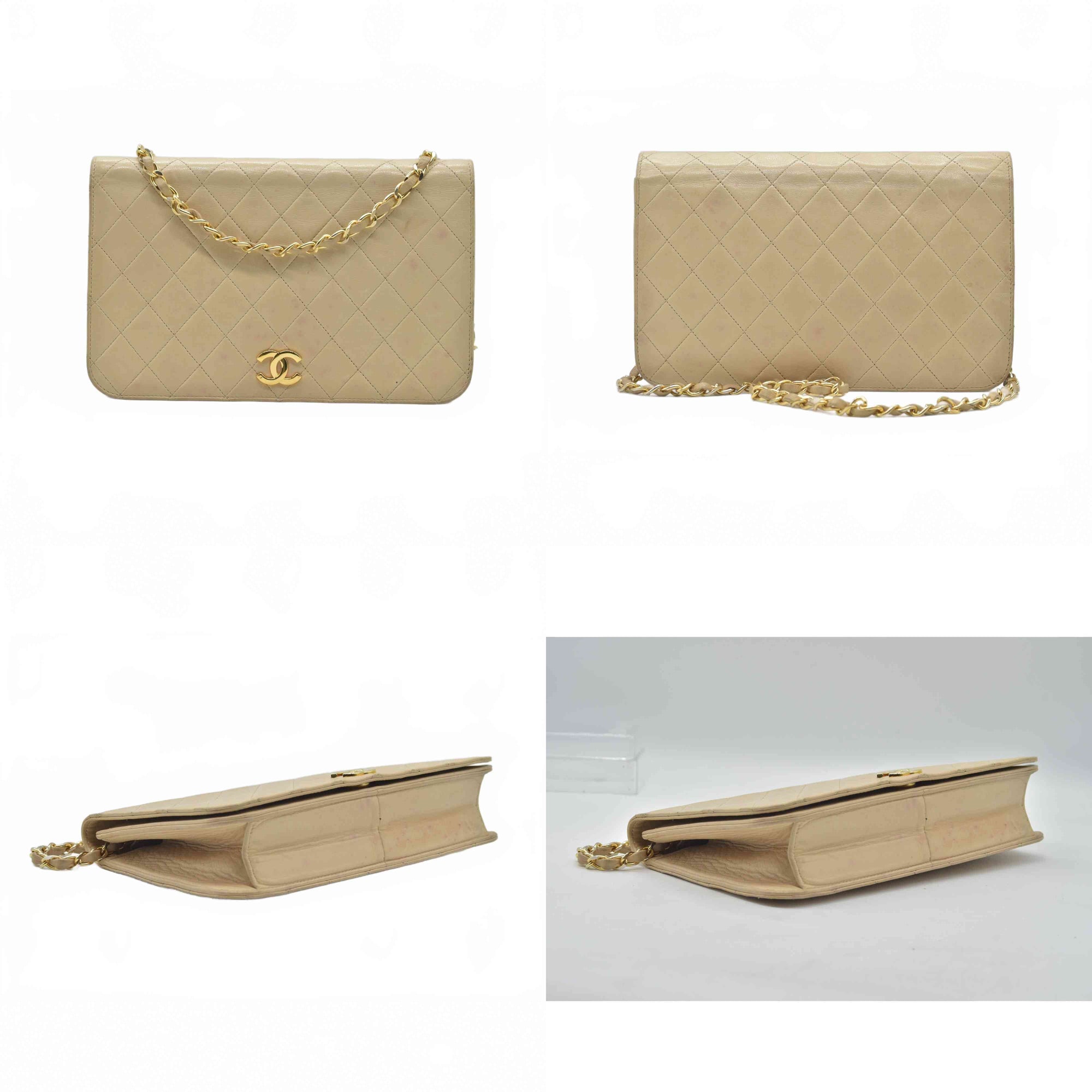 $3350 Chanel Timeless Classic Quilted Single Flap with 24K GHW Beige 10019185