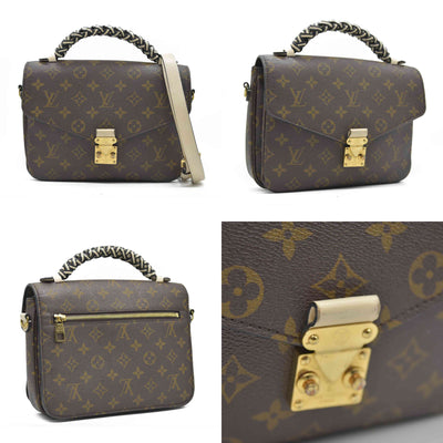 LOUIS VUITTON Monogram Braided Pochette Metis Creme Beige