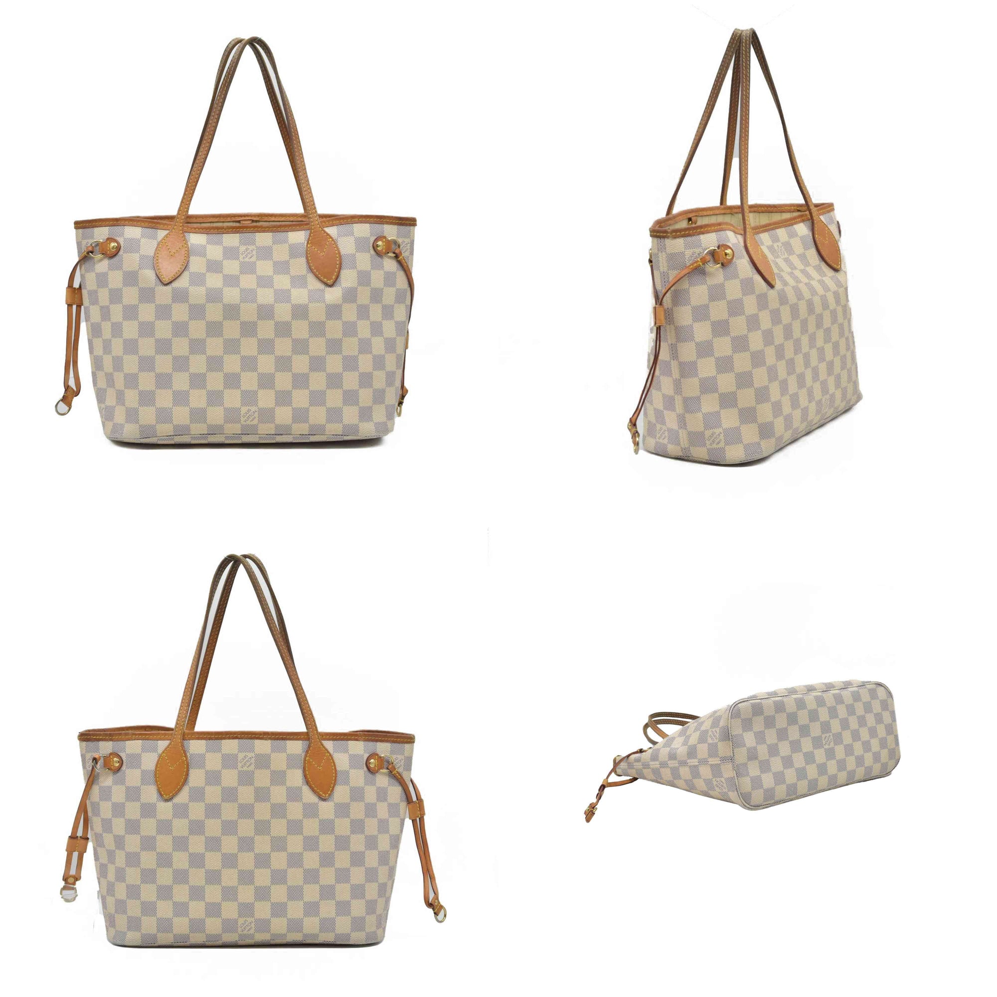 $2090 2014 Louis Vuitton Damier Azur Neverfull PM Tote Bag Handbag AR3164