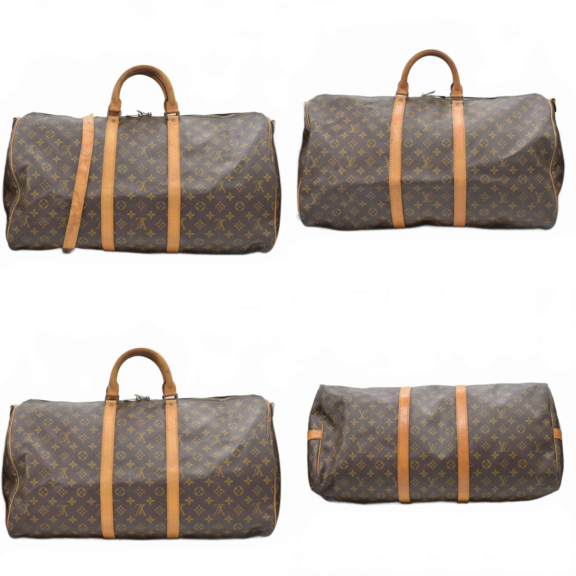 $2780 1984 Louis Vuitton LV Boston Bag Keepall Bandouliere 55 Brown Monogram 844