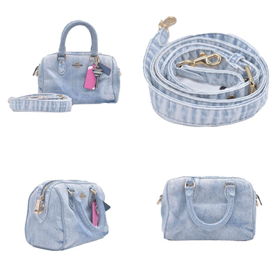 $275 COACH Mini Rowan Crossbody Bag In Loved Denim With Charms CONSIGNMENT