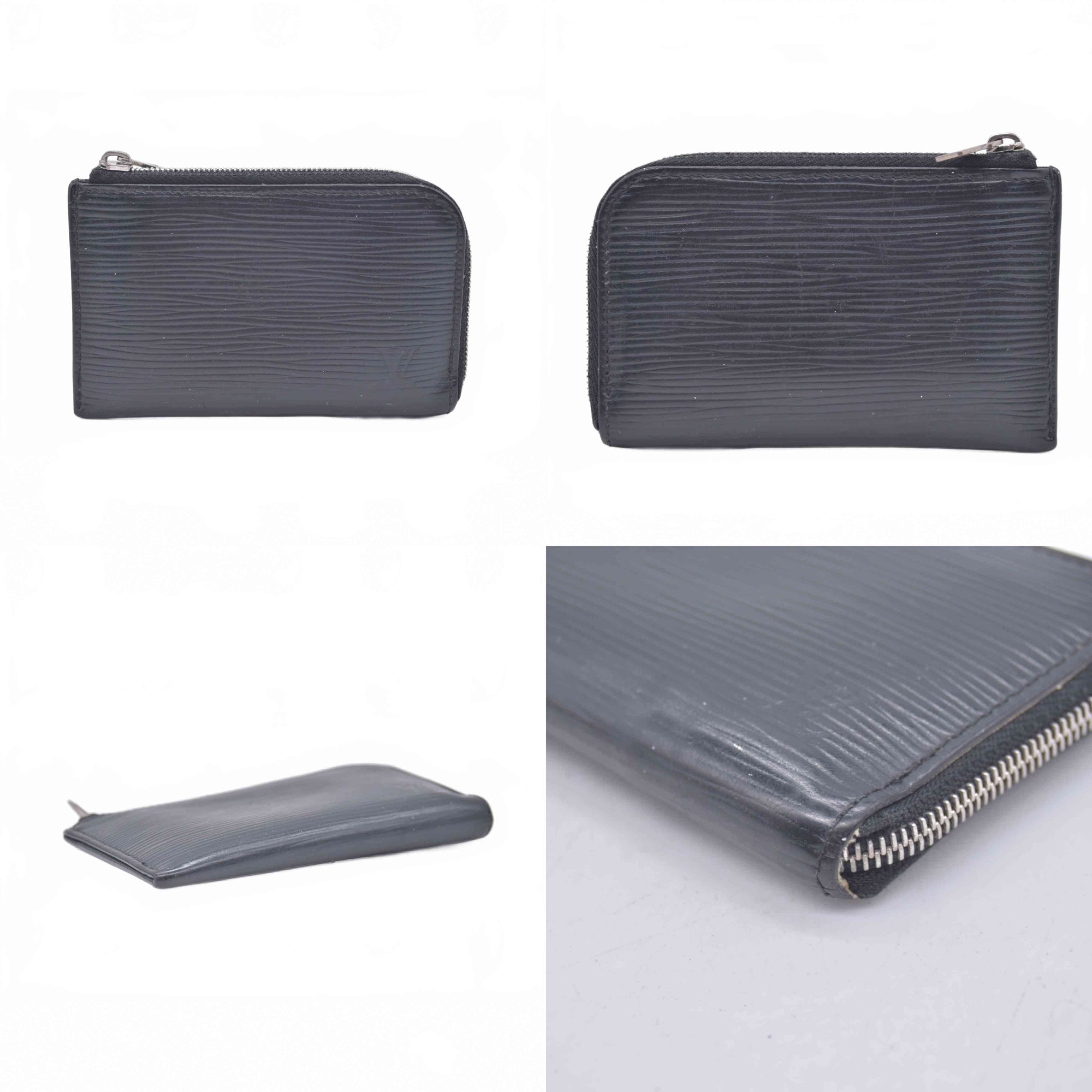 $555 2015 Louis Vuitton Epi Coin Purse Wallet Black TJ4155