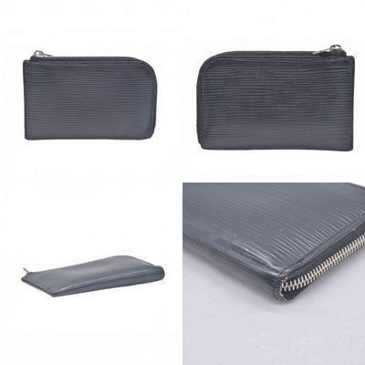 $555 2015 Louis Vuitton Epi Coin Purse Wallet Black TJ4155