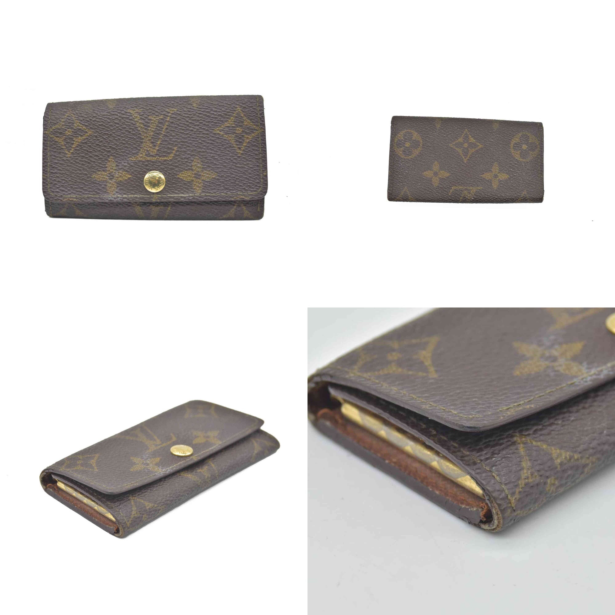 $345 Louis Vuitton Monogram Multicles 4 Ring Key Case Brown ET0892 CONSIGNMENT