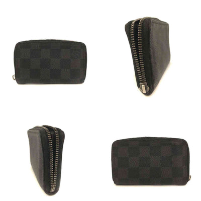 $435 2012 Louis Vuitton Damier Graphite Zippy Zip Coin Purse Wallet Black MI2172 10020836