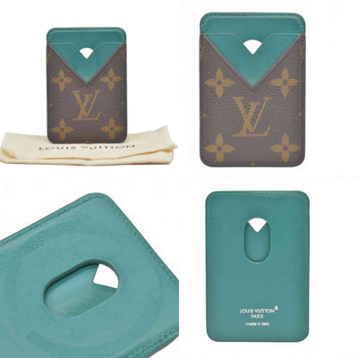 $445 2024 Louis Vuitton Monogram Macassar Magnetic Card Holder Green ME3274