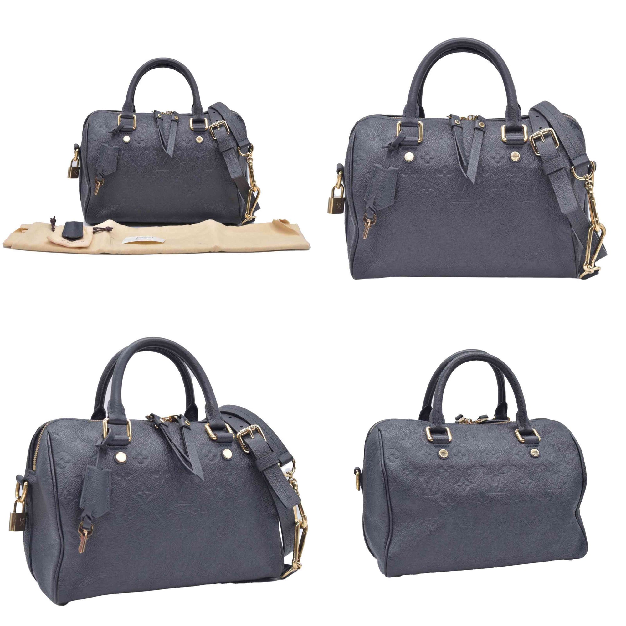 $2610 2013 Louis Vuitton Empreinte Speedy Bandouliere 25 Black DU1183