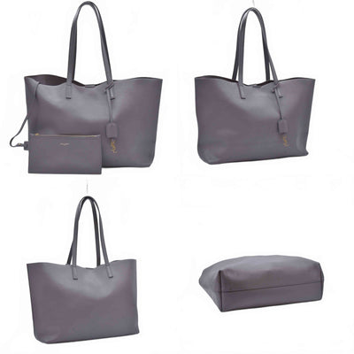 $1650 2018 SAINT LAURENT Calfskin Shopping East West YSL Tote Grey