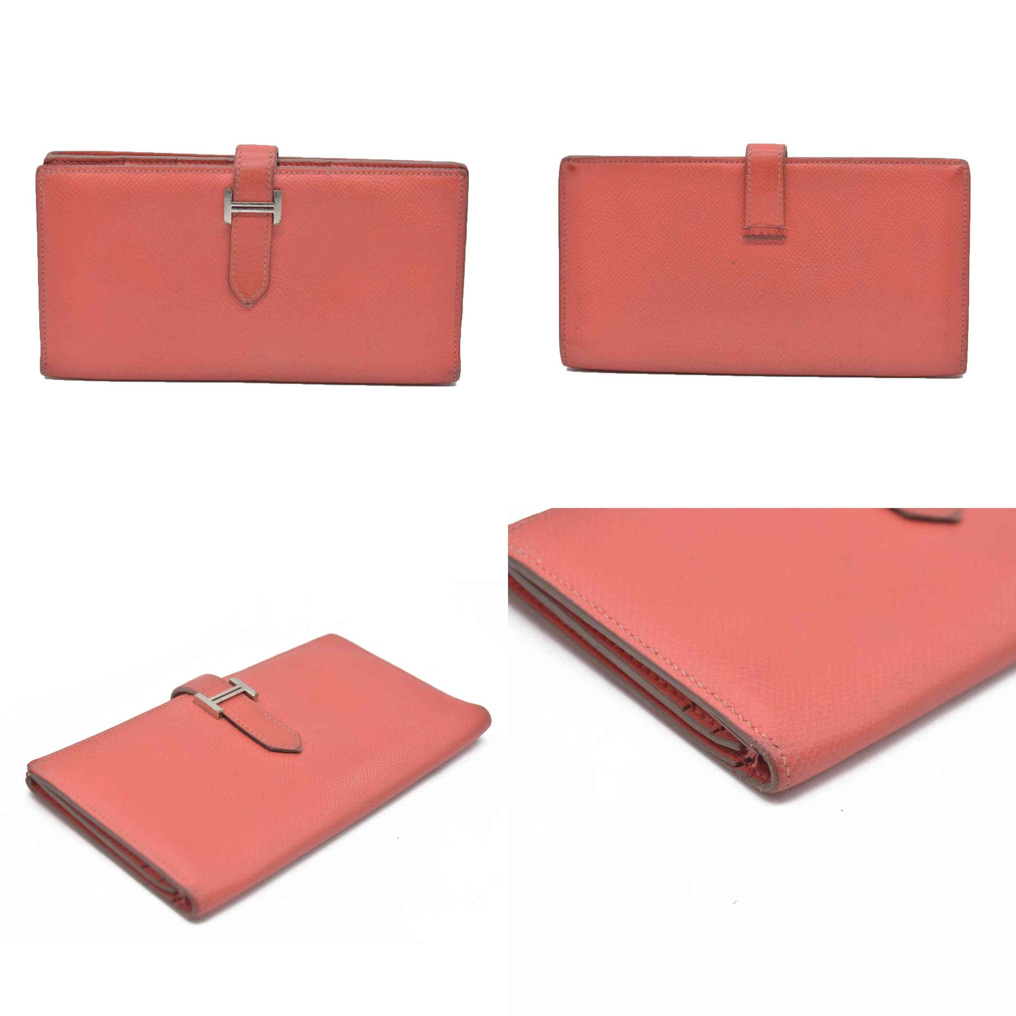 AUCTION $1570 Hermes Epsom Bearm Souffle Bifold Wallet Pink