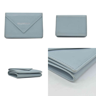 Balenciaga Leather Compact Wallet Blue CONSIGNMENT