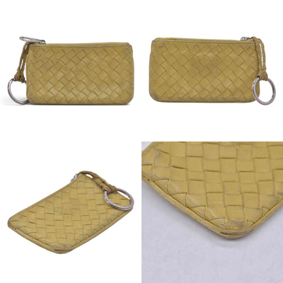 $390 BOTTEGA VENETA Yellow Intrecciato Key Pouch Cles CONSIGNMENT 10021583