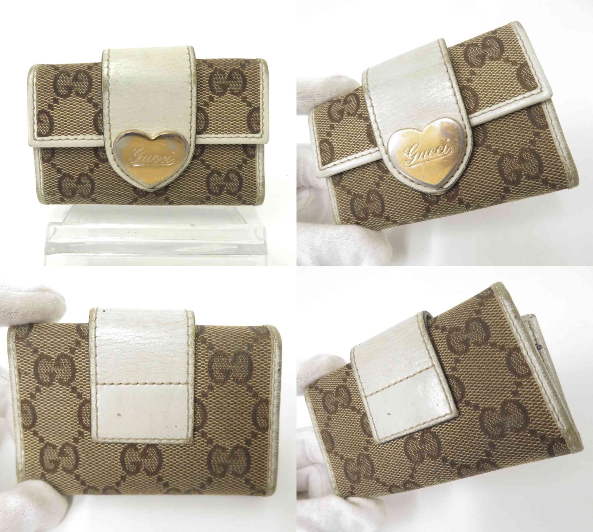 $320 2013 Gucci GG Sukey GG Canvas Leather 6-Ring Key Case 282434-2184