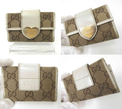 $320 2013 Gucci GG Sukey GG Canvas Leather 6-Ring Key Case 282434-2184