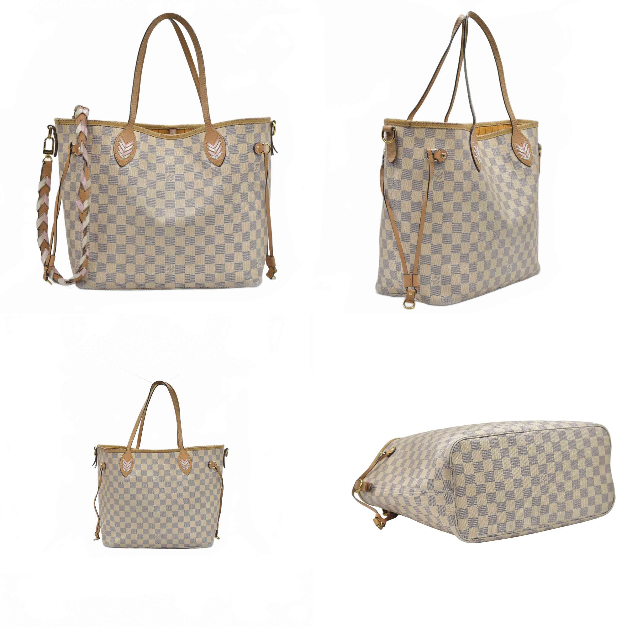 $2500 Louis Vuitton Damier Azur Braided Neverfull MM Tote