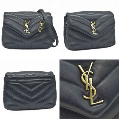 $1990 2021 Saint Laurent Calfskin Y Quilted Monogram Toy Loulou Crossbody Bag Black