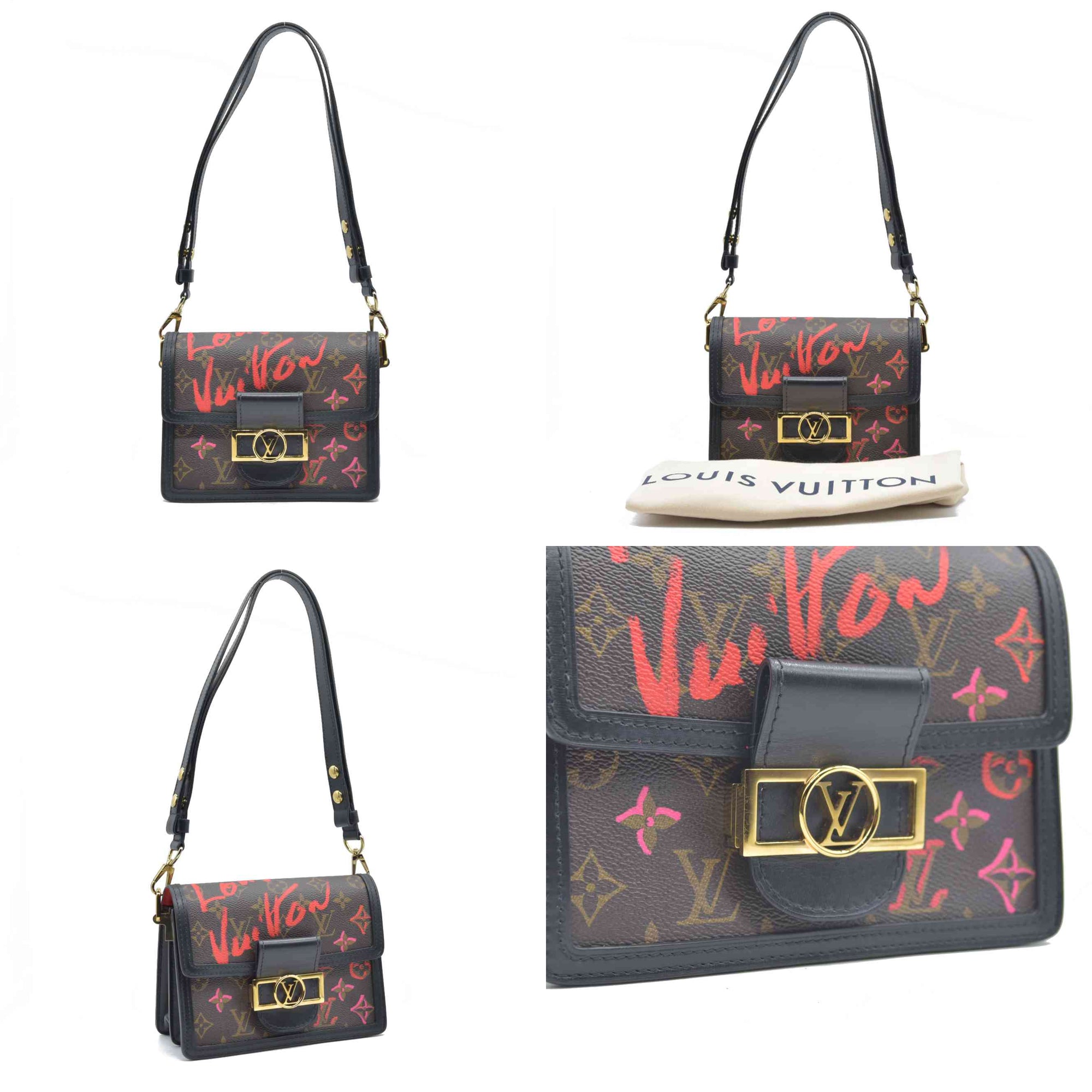 $3550 Louis Vuitton Dauphine Shoulder Bag Limited Edition Fall in Love Monogram Canvas Mini