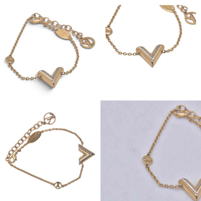 $390 LOUIS VUITTON Gold Essential V Chain Bracelet CONSIGNMENT 10021647