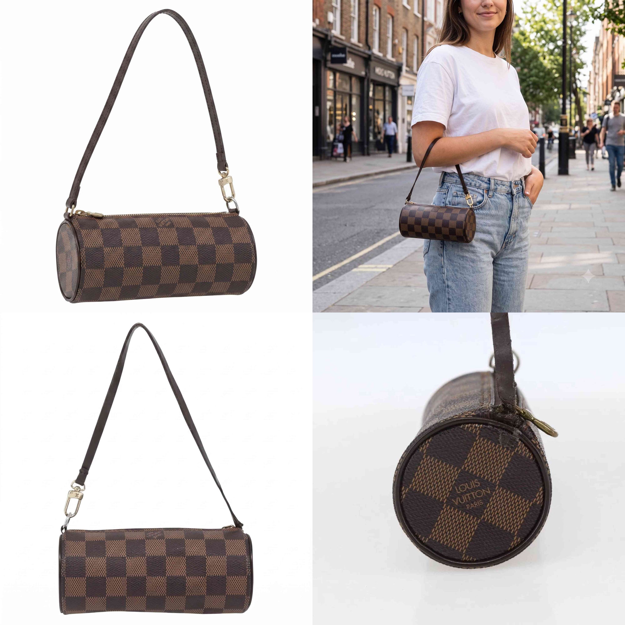 $1560 LOUIS VUITTON Damier Ebene Papillon Pochette VINTAGE