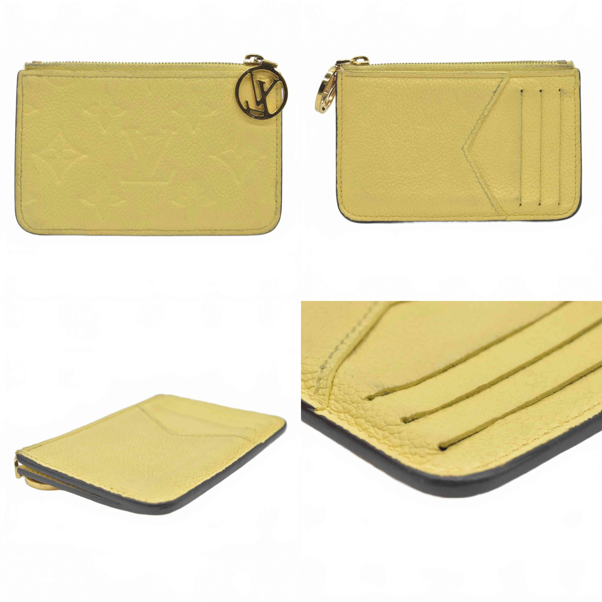 Louis Vuitton Monogram Empreinte Leather Zipped Romy Card Holder Yellow