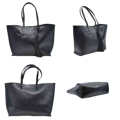 $1600 2018 Saint Laurent Vintage Calfskin Perforated East West Shopping Tote Black 10020170