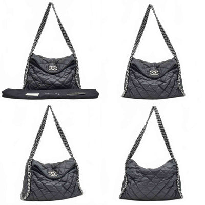 $3320 2011 Chanel Quilted Chain Me Hobo Black Chain Around