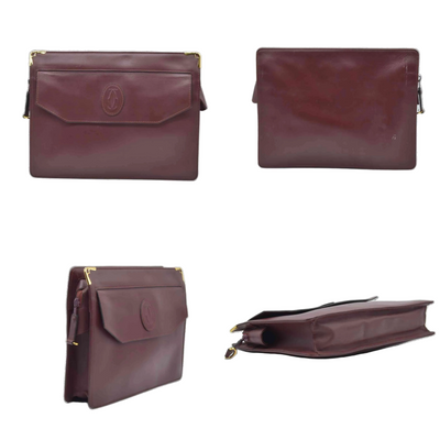 $1010 Cartier Leather Toiletry Clutch Bag Burgundy Red CONSIGNMENT