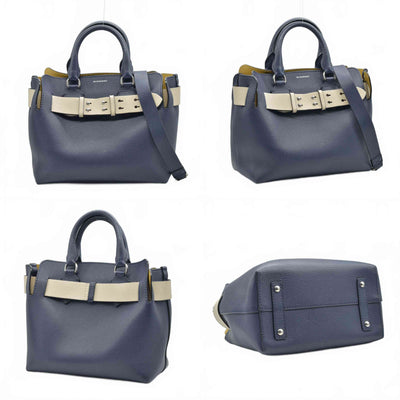 $2600 Burberry Marais Calfskin Medium Belt Bag Regency Blue CONSIGNMENT