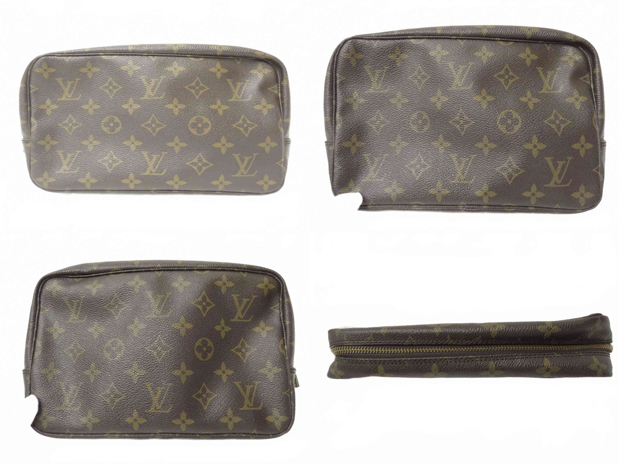 Authentic Louis Vuitton Monogram Trousse Toilette 23 Clutch Pouch Bag F#50649