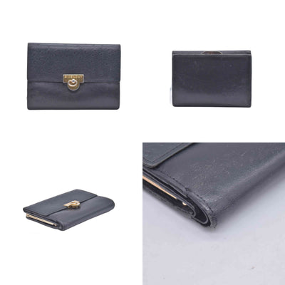 $590 Givenchy Black Ostrich-Effect Leather Clasp Wallet  CONSIGNMENT 10021039