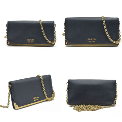 AUCTION $1450 Prada Saffiano Mini Cahier Crossbody Bag Black