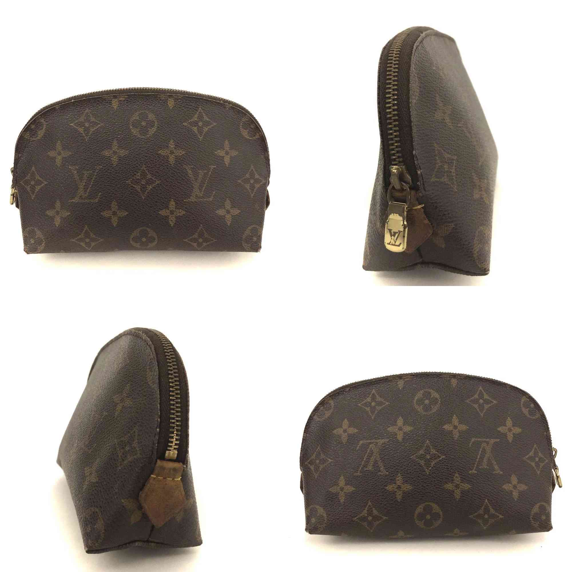 $600 2003 Louis Vuitton Monogram Pochette Cosmetics Pouch Brown CA0093