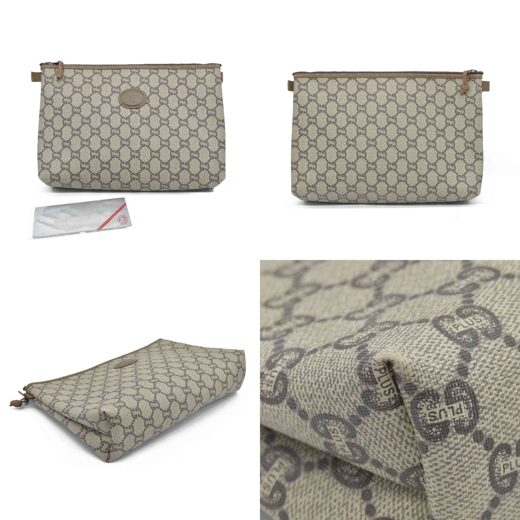 Gucci GG  Gucci Plus PVC Leather Pouch Clutch Bag