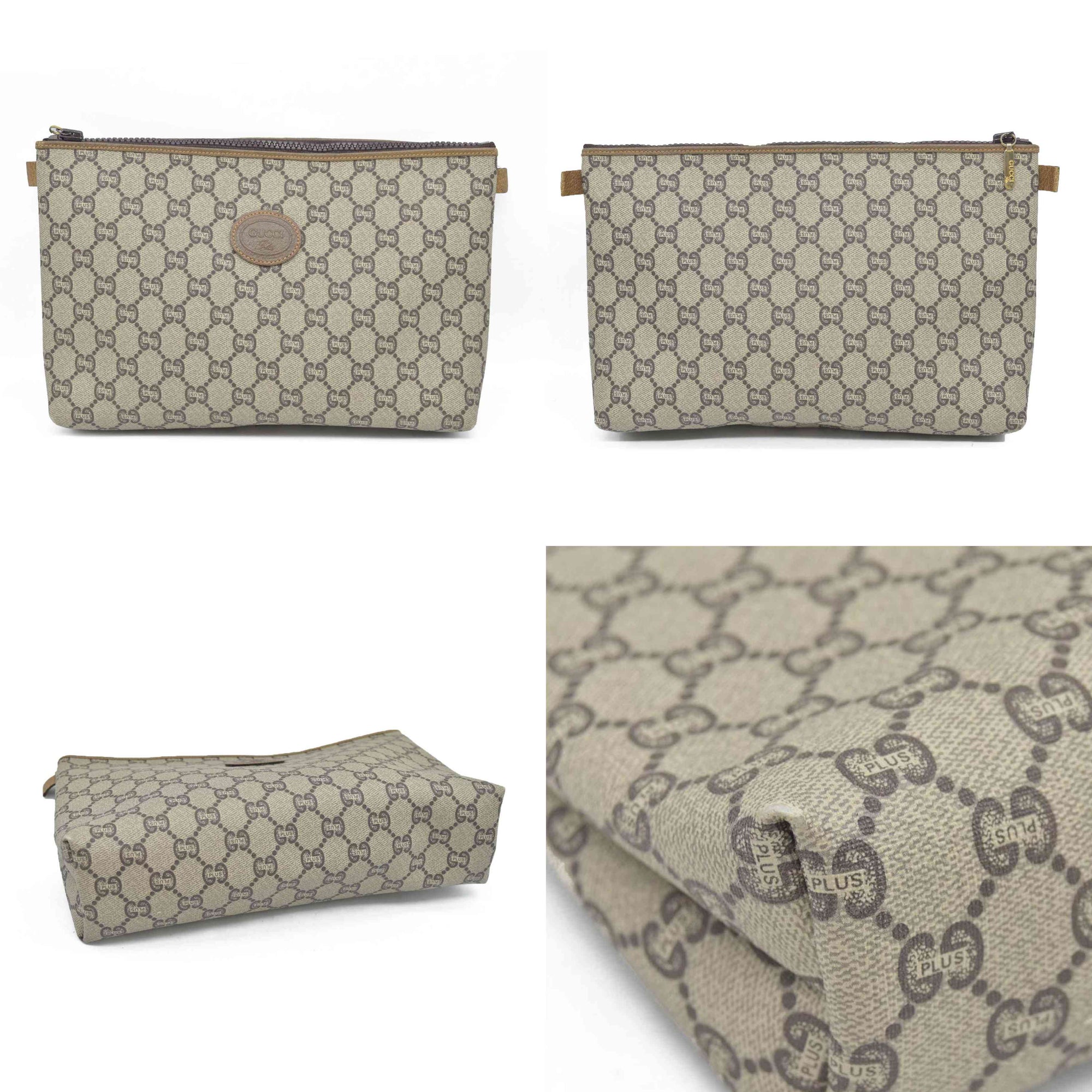 Gucci GG  Gucci Plus PVC Leather Pouch Clutch Bag