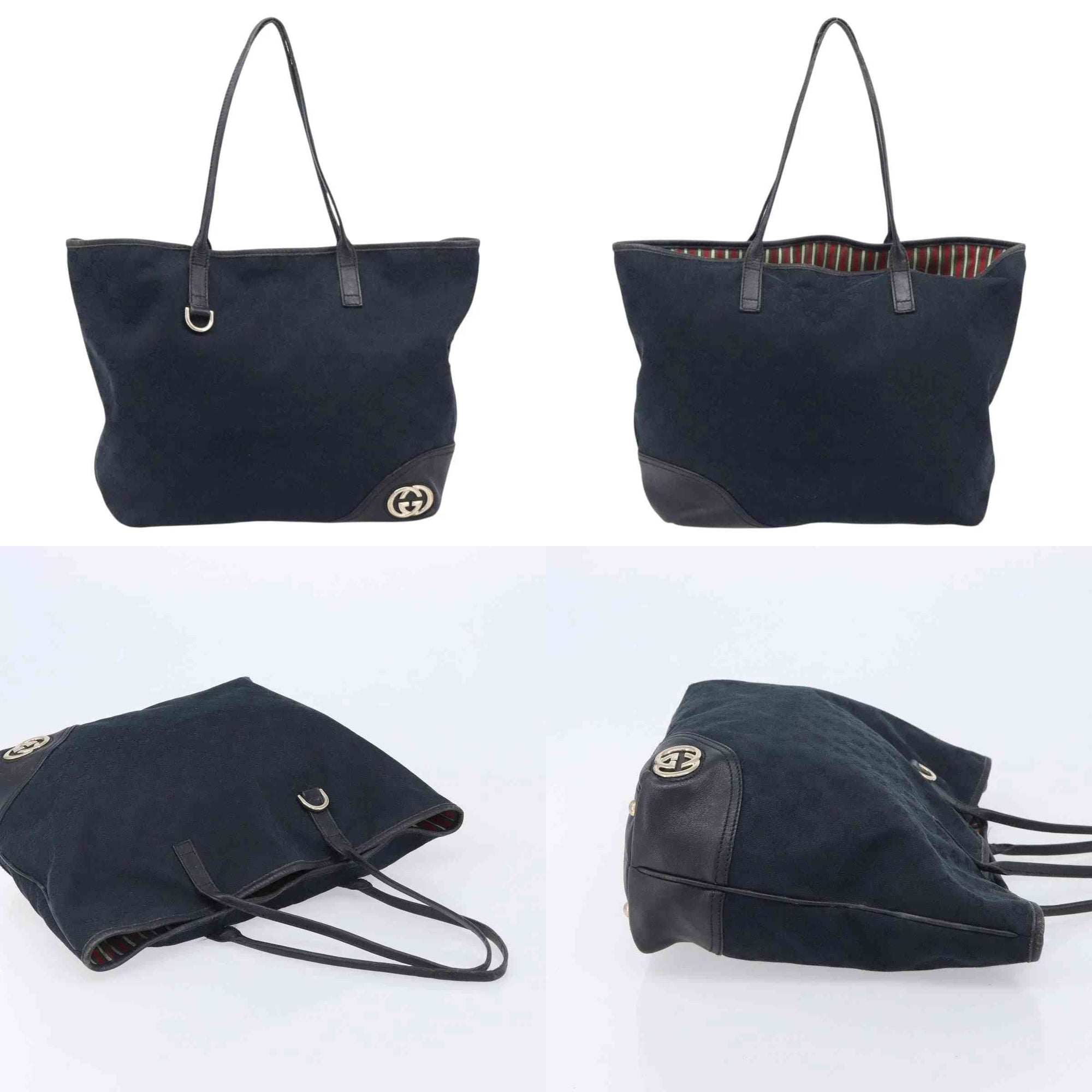 $950 Gucci GG Canvas Abbey Black Tote